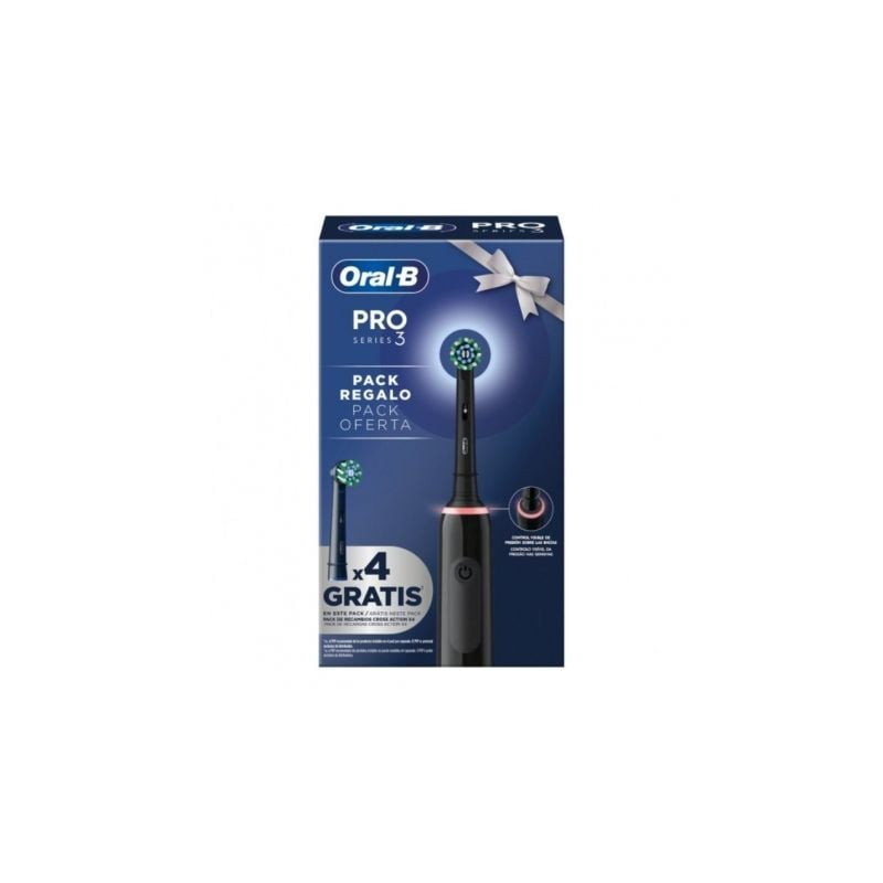 Cepillo dental braun oral-b series pro 3 3000/ incluye 4 recambios/ negro