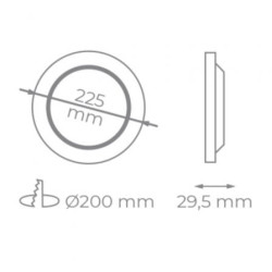 Downlight iglux ig-54-18w-f/ circular/ 225 x 29.5mm/ potencia 18w/ 1720 lúmenes/ 6000k/ blanco