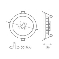 Downlight iglux ls-102113-fb v2/ circular/ 170 x 19mm/ potencia 13w/ 1130 lúmenes/ 6000k/ blanco