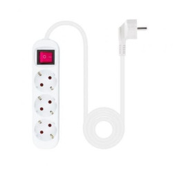 Regleta con interruptor nanocable 10.38.0003/ 3 tomas de corriente/ cable 1.4m/ blanca