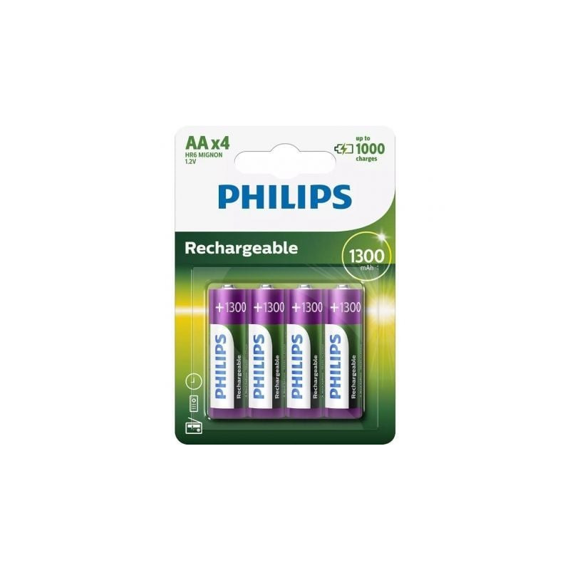 Pack de 4 pilas aa philips r6b4a130/10/ 1.2v/ recargables