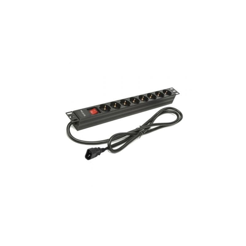 Regleta con interruptor phasak bns 3535/ 8 tomas de corriente/ cable 2m/ negro