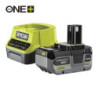 Cargador + batería de litio ryobi one+ rc18120-140x/ 18v 4,0ah