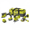 Pack taladro + amoladora + sierra de calar + lijadora ryobi one+ r18ck4f-252s/ 2 baterías 18v 5,0 y 2,0 ah/ cargador 2,0 a/