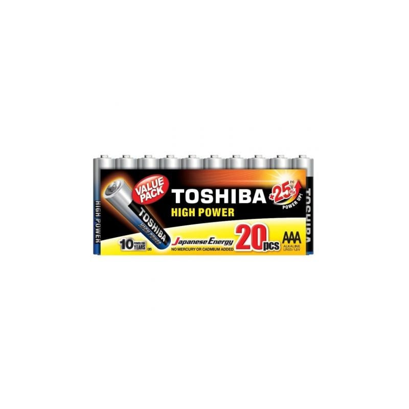 Pack de 20 pilas aaa toshiba high power lr03/ 1.5v/ alcalinas