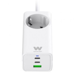 Regleta woxter pe26-180/ 1 tomas de corriente/ 2 usb tipo-c/ 1 usb-a/ cable 1.5m/ blanco