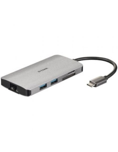 Docking USB Tipo-C D-Link DUB-M810/ 3xUSB/ 1xUSB Tipo-C/ 1xThunderbolt/ 1xHDMI/ 1xRJ45/ 1xLector tarjetas/ Gris