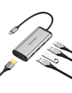 Docking USB Tipo-C Vention CNBHB/ 1xHDMI/ 3xUSB/ 1xUSB Tipo-C PD/ Gris