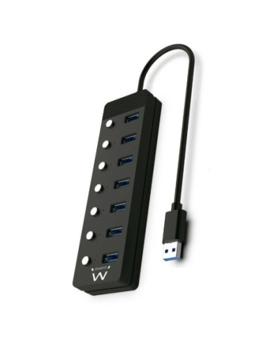 EWENT Hub usb-usb-c 7 ptos interruptor c/alimen.