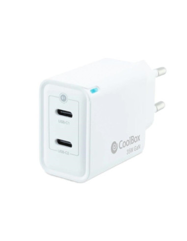 Coolbox Cargador Gan 35W USB-C/USB-C PARED