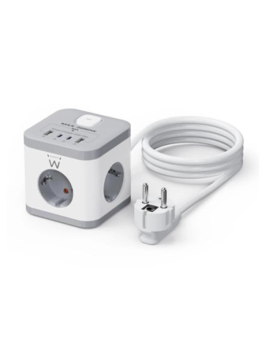 Ewent EW3863 Regleta 3 Tomas SHUCKO+2USB-A+2USB-C
