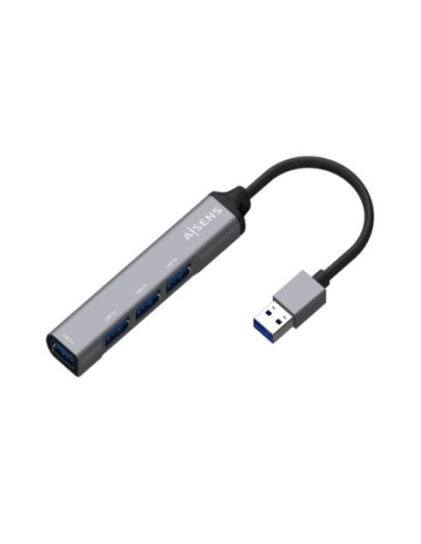 Aisens Hub USB 3.0 tipo A/M-4xtipo A/H gris 10cm