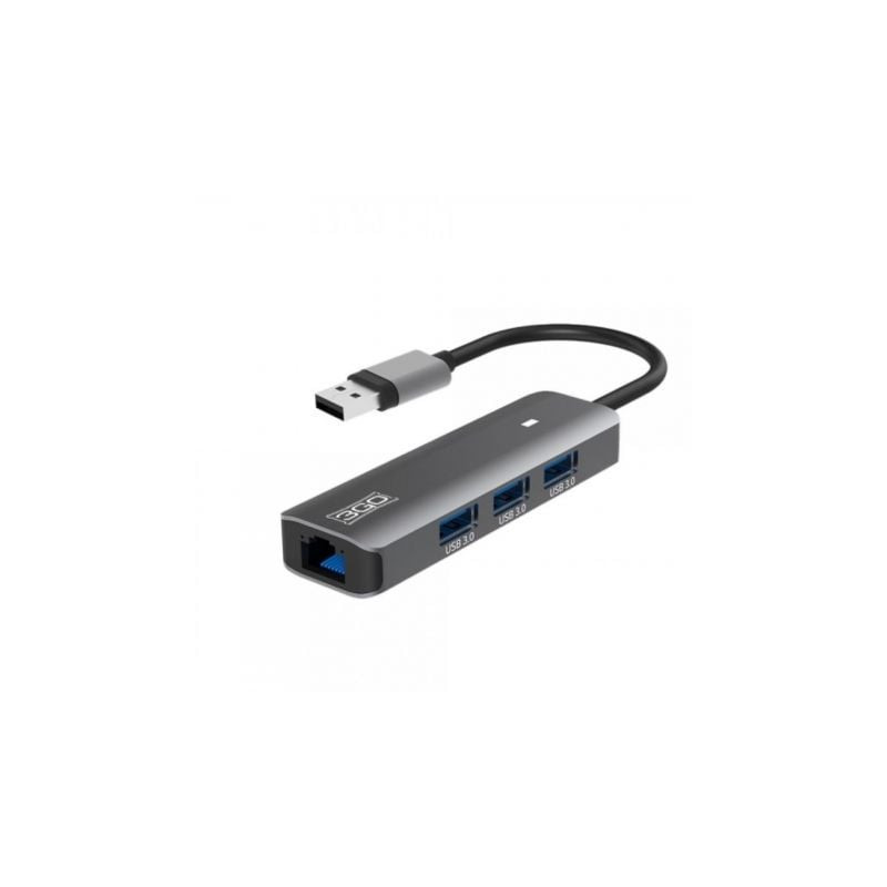 Hub usb 3.0 3go hub37peth2/ 3xusb/ 1xrj45/ gris