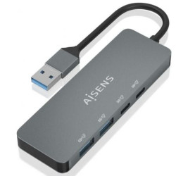 Hub usb 3.2 aisens a106-0696/ 2xusb/ 2xusb tipo-c/ gris