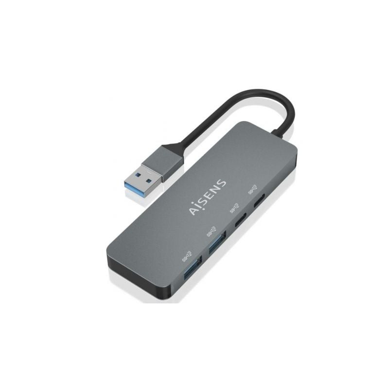 Hub usb 3.2 aisens a106-0696/ 2xusb/ 2xusb tipo-c/ gris