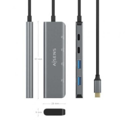 Hub usb tipo-c aisens a109-0763/ 2xusb/ 2xusb tipo-c/ gris