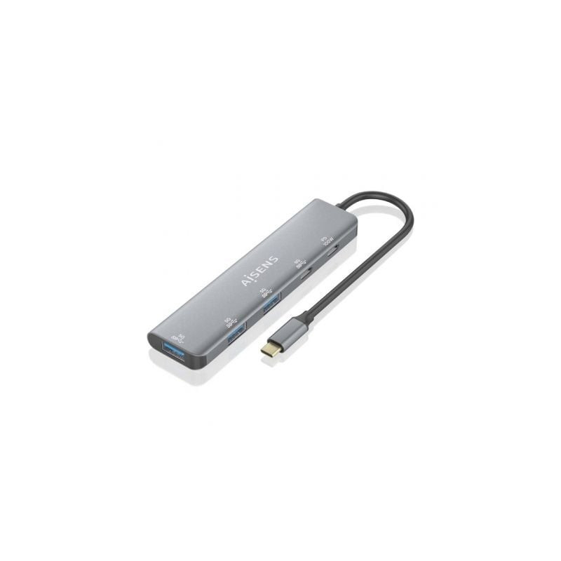 Hub usb tipo-c aisens a109-0857/ 3xusb/ 1xusb tipo-c/ 1xusb tipo-c pd/ gris