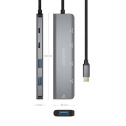 Hub usb tipo-c aisens a109-0857/ 3xusb/ 1xusb tipo-c/ 1xusb tipo-c pd/ gris