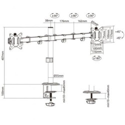 Soporte para 2 monitores o tv aisens dt32tsr-149/ hasta 9kg