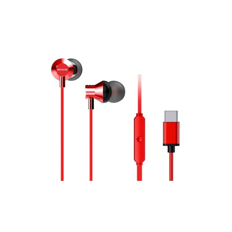 Auriculares intrauditivos aiwa estm-50usb-c/rd/ con micrófono/ usb tipo-c/ rojos