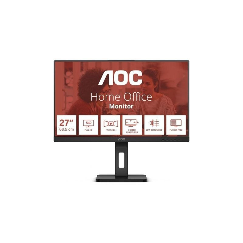 Monitor profesional aoc 27e3qaf 27'/ full hd/ multimedia/ regulable en altura/ negro