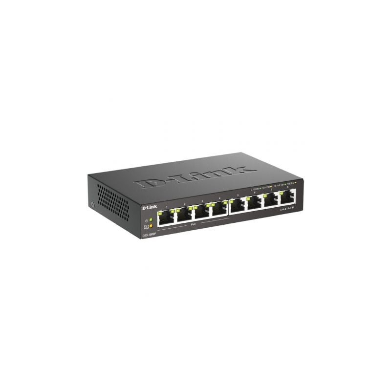 Switch d-link dgs-1008p 8 puertos/ rj-45 gigabit 10/100/1000/ poe