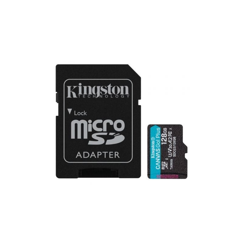 Tarjeta de memoria kingston canvas go! plus 128gb microsd xc con adaptador/ clase 10/ 170mbs