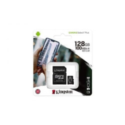 Tarjeta de memoria kingston canvas select plus 128gb microsd xc con adaptador/ clase 10/ 100mbs