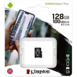 Tarjeta de memoria kingston canvas select plus 128gb microsd xc/ clase 10/ 100mbs