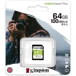 Tarjeta de memoria kingston canvas select plus 64gb sd xc/ clase 10/ 100mbs