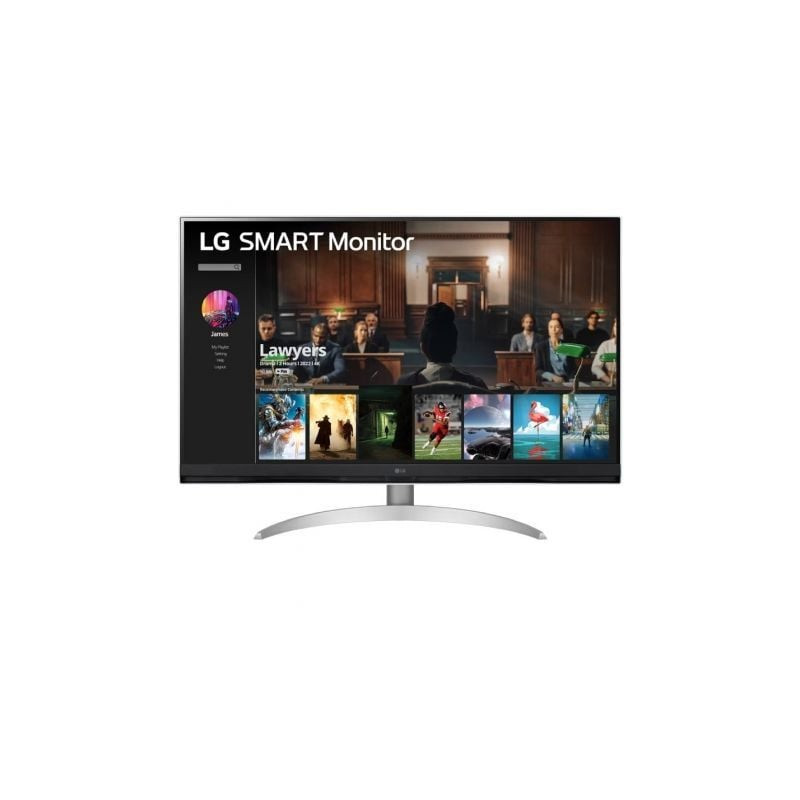 Smart monitor lg 32sq700s-w 31.5'/ 4k/ smart tv/ multimedia/ regulable en altura/ plata y blanco