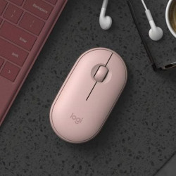 Ratón inalámbrico por bluetooth/ 2.4ghz logitech pebble m350/ hasta 1000 dpi/ rosa