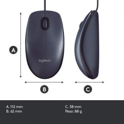 Ratón logitech b100 oem/ hasta 800 dpi