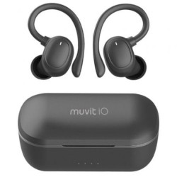 Auriculares deportivos bluetooth muvit io smart true wireless sport enc con estuche de carga/ autonomía 6h/ negros