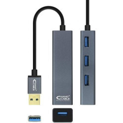 Hub usb 3.0 nanocable 10.16.4402/ 4xusb/ gris