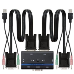 Kvm switch nanocable 10.12.0001/ pc - cpu: 2 vga + 2 usb + 4 jack 3.5 / consola: 2 usb + vga + 2 jack 2.5/ 1.4m