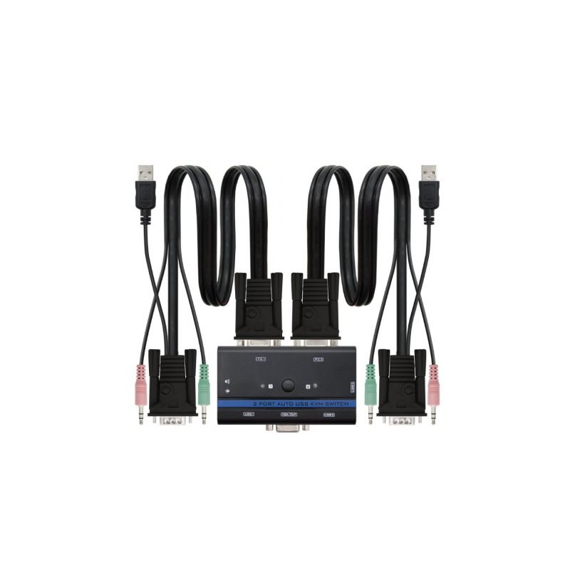 Kvm switch nanocable 10.12.0001/ pc - cpu: 2 vga + 2 usb + 4 jack 3.5 / consola: 2 usb + vga + 2 jack 2.5/ 1.4m