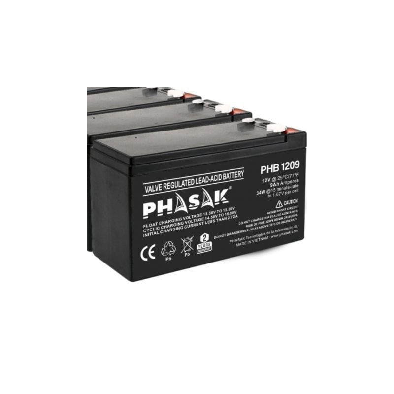 Batería phasak phb 1209 compatible con sai/ups phasak según especificaciones