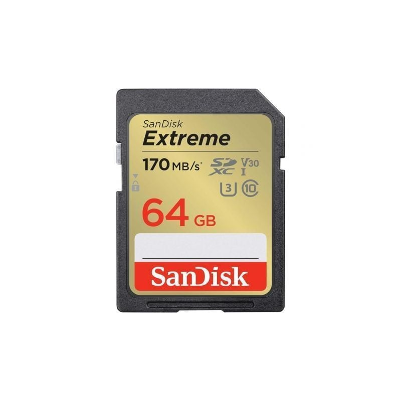 Tarjeta de memoria sandisk extreme 64gb sd xc uhs-i clase 10/ 170mbs