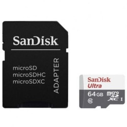 Tarjeta de memoria sandisk ultra 64gb microsd xc con adaptador/ clase 10/ 100mb/s