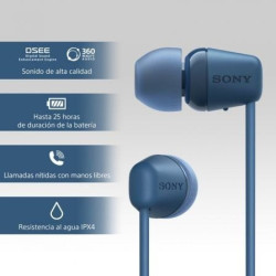 Auriculares inalámbrico intrauditivos sony wi-c100/ con micrófono/ bluetooth/ azules