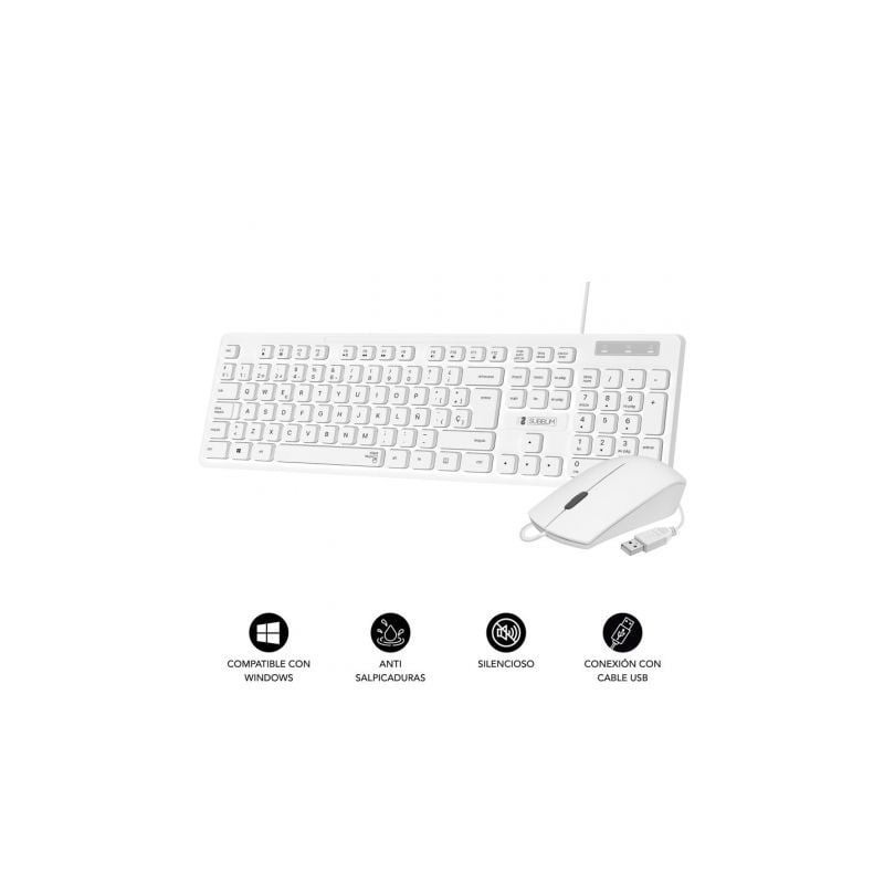 Teclado y ratón subblim combo business slim silencioso/ blanco