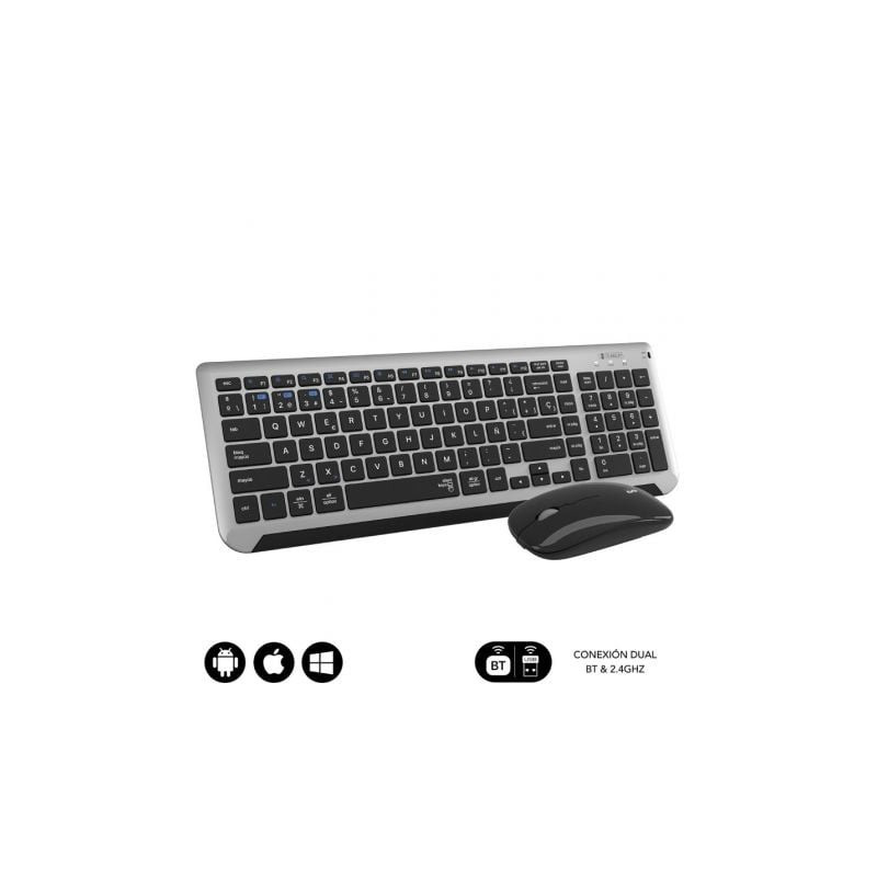 Teclado y ratón inalámbrico subblim combo dual prestige extendido/ gris y negro