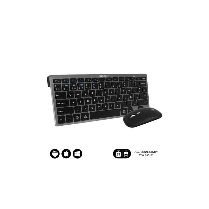 Teclado y ratón inalámbrico subblim oco020 combo multidispositivo compacto/ gris