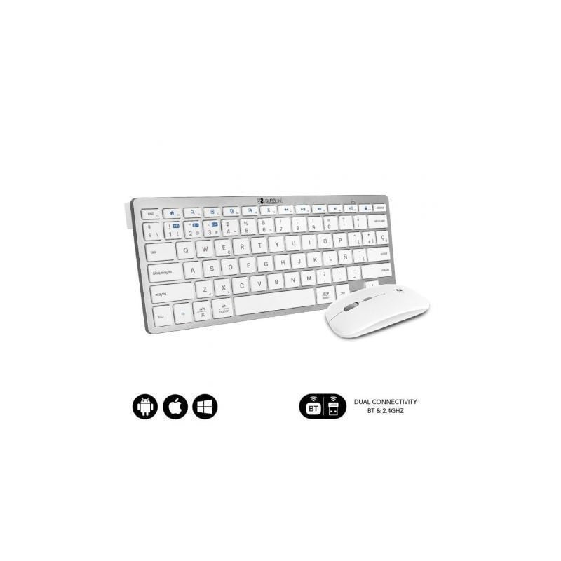 Teclado y ratón inalámbrico subblim oco010 combo multidispositivo compacto/ plata