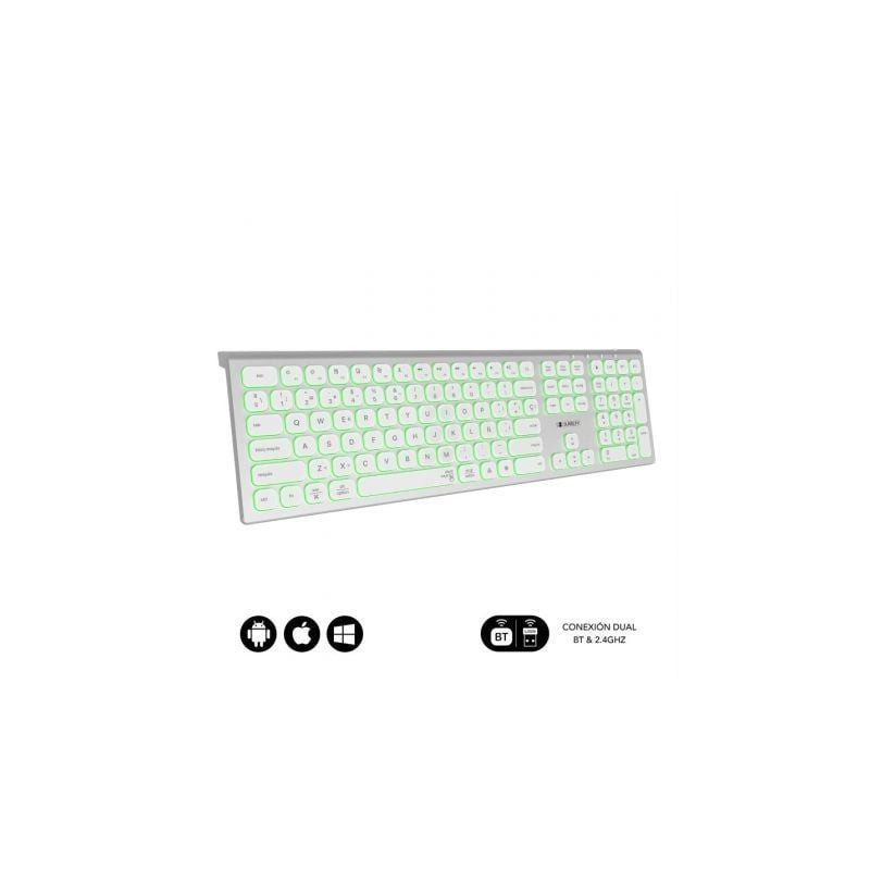 Teclado inalámbrico subblim master/ plata y blanco