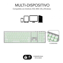 Teclado inalámbrico subblim master/ plata y blanco