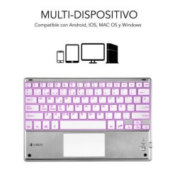 Teclado compacto inalámbrico por bluetooth subblim smbt50/ plata