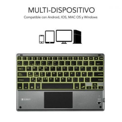 Teclado compacto inalámbrico por bluetooth subblim touchpad smart blacklit/ gris