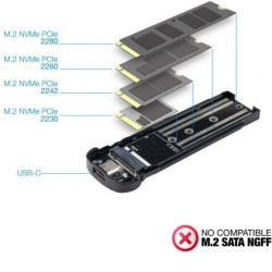 Caja externa para disco ssd m.2 nvme tooq tqe-2201bl/ usb 3.1 gen2/ sin tornillos